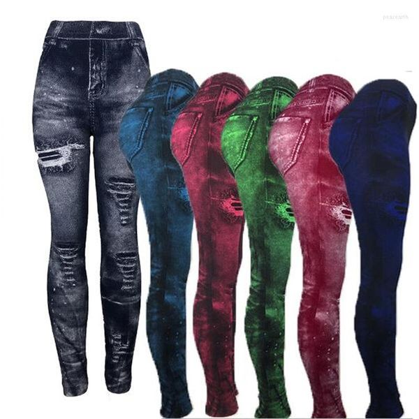 Leggings femininas S-xxxl calças imitação de jea