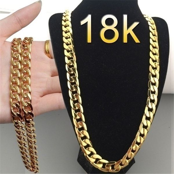 6MM 18K vergoldete Halskette Modeschmuck Männer Frauen seitlich Schlangenkette Halskette 30In Femme Hip Hop Schmuck