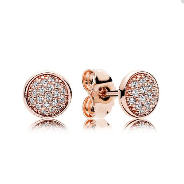 Luxus Rose Gold Runde Ohrstecker für Pandora 925 Sterling Silber Party Schmuck Designer Ohrring Set für Damen Herren HIP HOP Ohrring mit Original Box Großhandel