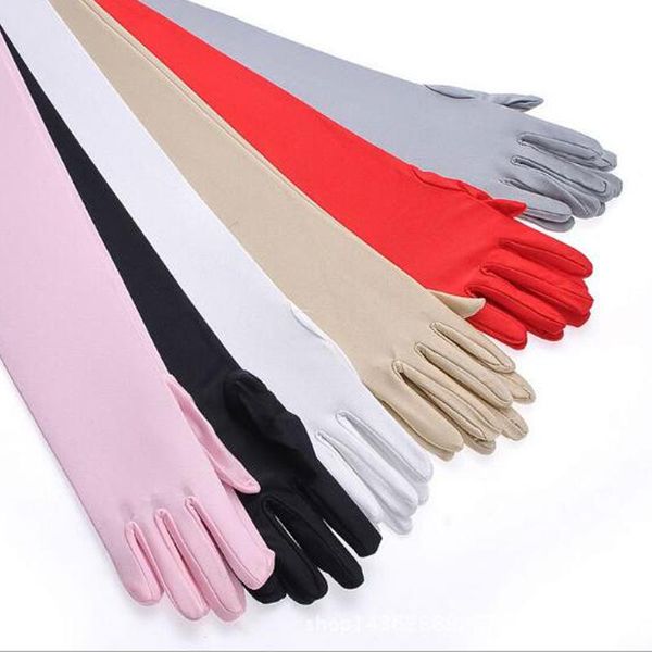 Fünf Finger Handschuhe Herbst Winter Lange Damen Fäustlinge Mode Solide Farben Weibliche Satin Oper Abend Party Prom Kostüm Handschuh