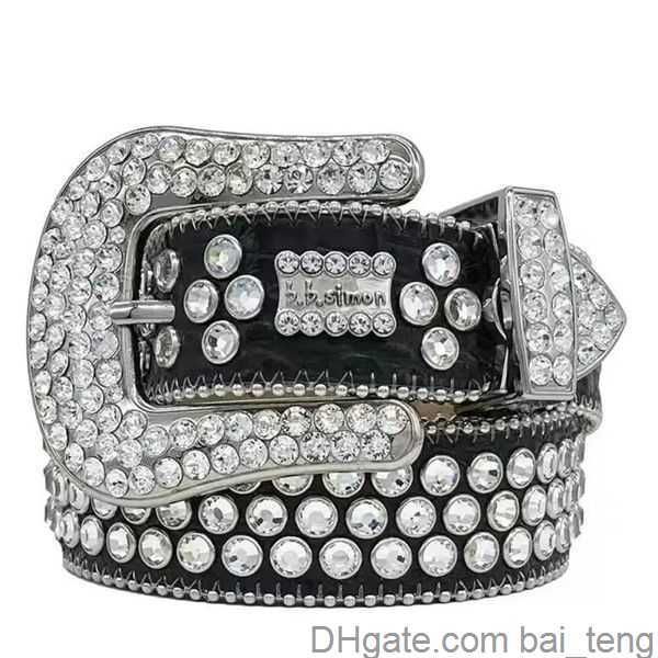 Designer Bb Simon Cinture per uomo Donna Cintura con diamanti lucidi Nero su nero Blu bianco multicolore con strass bling come regalo bai02 2x
