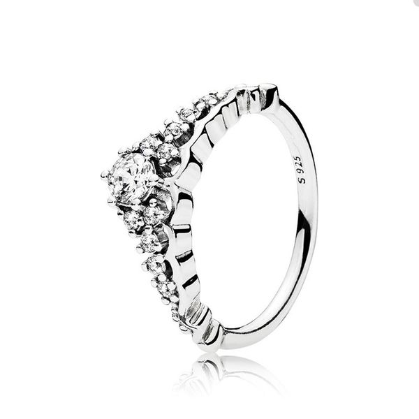 Märchen-Tiara-Wunschknochen-Ring für Pandora, 925er Sterlingsilber, Hochzeit, Party, Schmuck, Designer-Ringe für Frauen, Kristall-Diamant-Luxusring mit Original-Box-Set