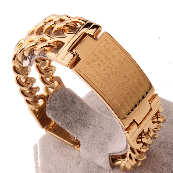 23 мм новые мужские браслеты из 18-каратного золота, винтажный классический браслет из Священных Писаний, кубинский браслет-цепочка 23 см