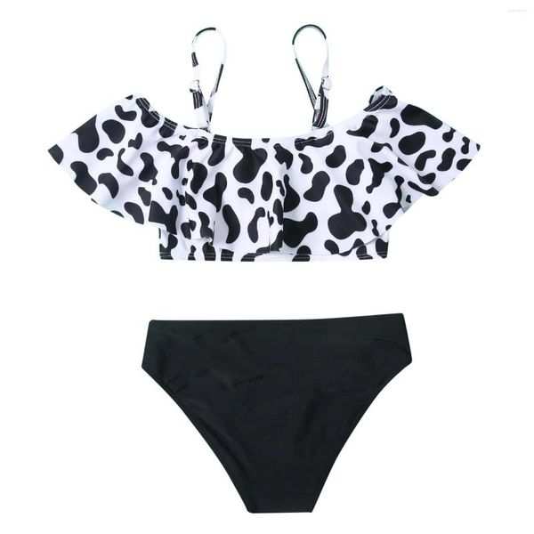 Женские купальные костюмы молоко для коровьи дети для девочек 2023 Летний купальник Рулфель бикини набор повседневного пляжного плавательного костюма девочка пляжная одежда