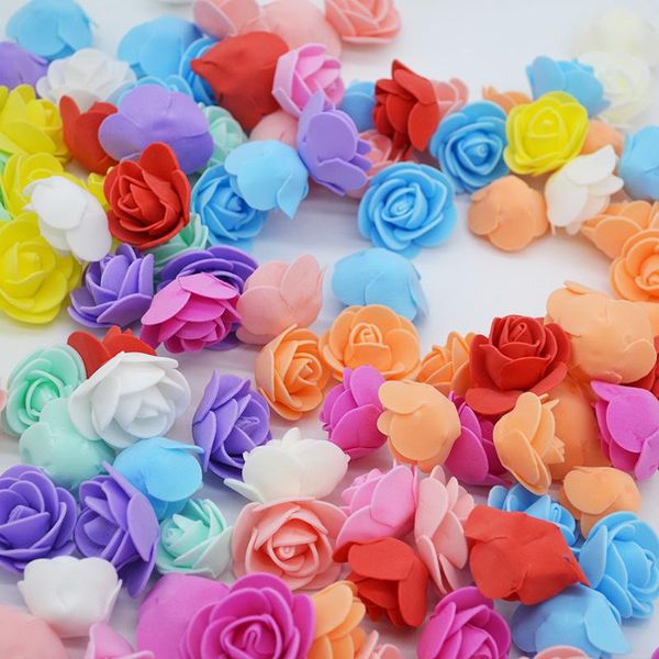 Flores decorativas grinaldas 100/200pcs Cabeças de rosas artificiais de 3,5 cm para festas de casamento de ursinho de ursinho de ursinho de casamento Diy Wreath Caixa de presente Fake Fake