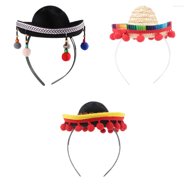 Bandanas 3 PCs Hat das crianças Decorações de festa de verão Sombrero Hats Fiesta Dia O traje mexicano da faixa morta