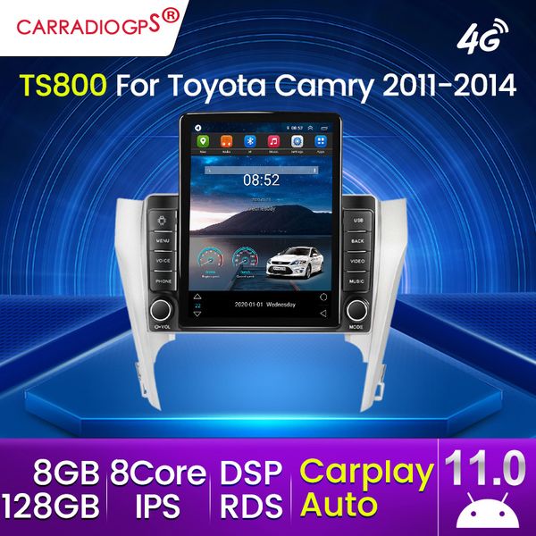 9,5 polegadas Tesla Screen 128G Android 11 DSP para Toyota Camry 8 50 55 2011-2014 Carro DVD Rádio Multimídia Player Player Navigation GPS