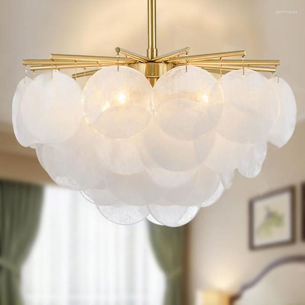 Lampadari Lampadario a LED nordico Occhiali con diamanti Lustro Lampade a sospensione in vetro smerigliato Apparecchi di illuminazione a sospensione per camera da letto di lusso