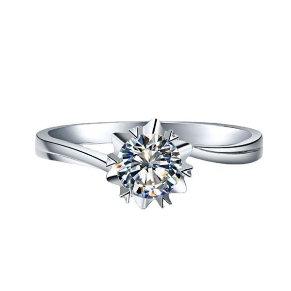 Imitação de diamante anel de diamante oito garras de zircão de zircão moissanite neve flor twist braço aberto ring ring fêmea fêmea feminina