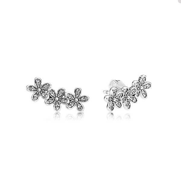 Orecchini a forma di fiore margherita per Pandora Set di orecchini di design di gioielli in argento sterling autentico per le donne Orecchino di diamanti di cristallo con scatola originale all'ingrosso