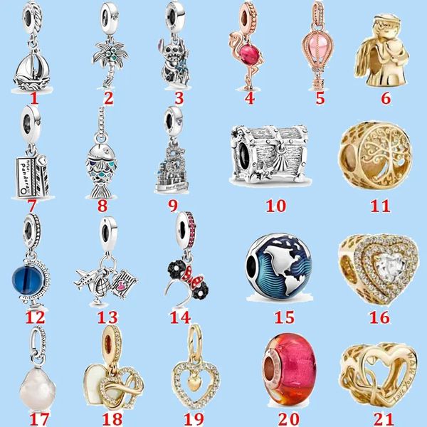 925 Sterling Silber Charms für Pandora-Schmuckperlen Neue Ozean-Glasperlen Erdperlen-Perlen Liebesherz Blaues Kristall