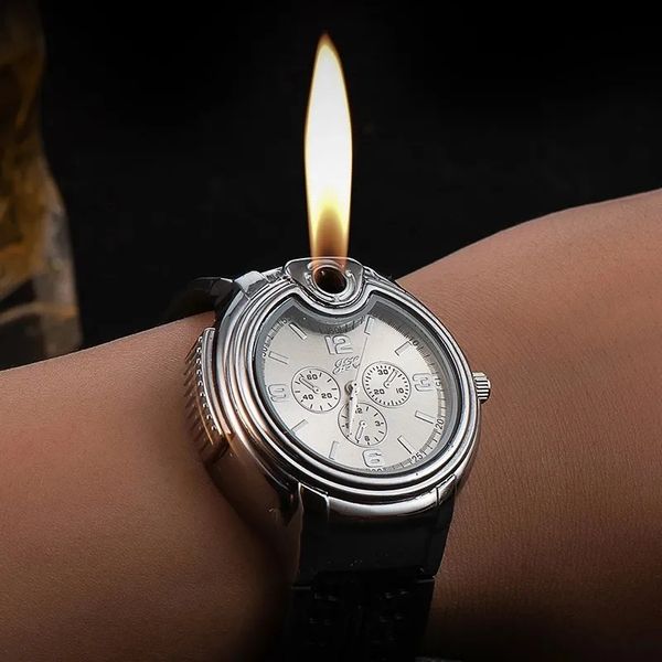 Смотреть стиль Metal Open Flame легче Creative Mens Sports открывает пламени Flame Watchs надувные регулируемые