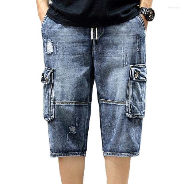 Herren Jeans Denim Shorts Gerade Multi-Pocket Baggy Cargohose Herren Sommerhose