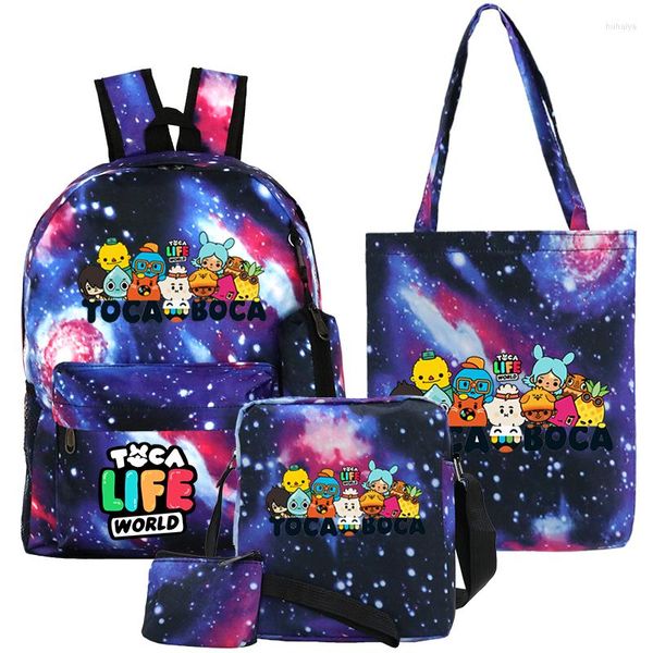 Backpack Toca Life World 5pcs/Definir estudante de escola de grande capacidade para escolaridade fofa de cartoon bolsa de moeda de moedas