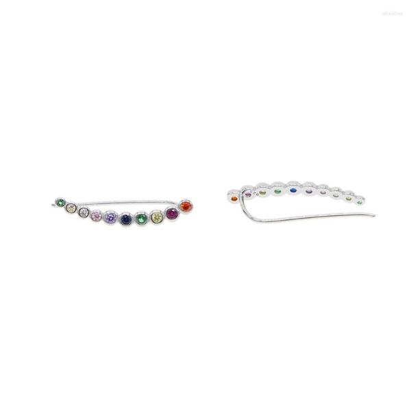 Orecchini a bottone 2023 Bling Zirconia multicolore Sparking Promozione della fabbrica Orecchio lungo Wire Climber Cz 925 Argento Donna