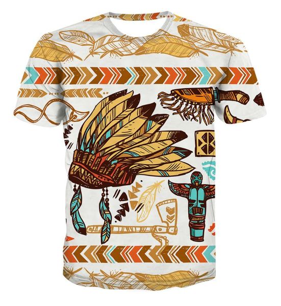 T-shirt da uomo Indiani Old School Style T-shirt con stampa 3D Fantasia Tee Pattern Design Estate Hip Hop Uomo Manica corta Abbigliamento oversize