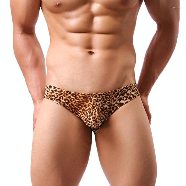 Mutande Slip da uomo sexy Mutandine Intimo da uomo Vita bassa Custodia rigonfia con stampa leopardata Comodi uomini gay