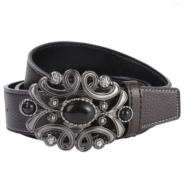 Cintos Pu Western Belt com Buckle Strap Hollow Pattern for Cowboy Men Gift Women Jeans