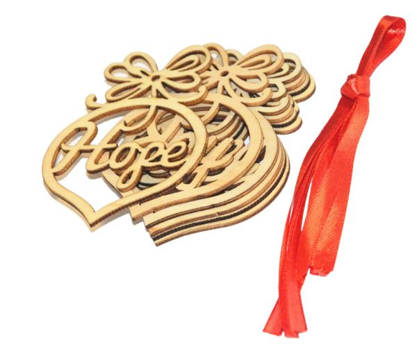 Lettre de Noël simple en bois Église Coeur Bulle Motif Ornement X'mas Arbre Décorations Party Favor Home Festival Ornements Suspendus Cadeau, 6 pc par sac