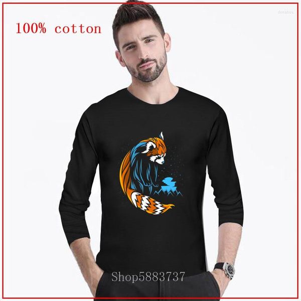 Camisetas masculinas camisetas tribais panda de cauda longa de cauda de cauda de cauda de manga de manga