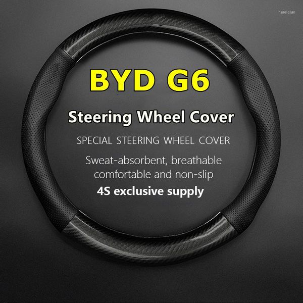 Крышки рулевого колеса без запаха тонкой для Byd G6 Cover Кожаное углеродное волок