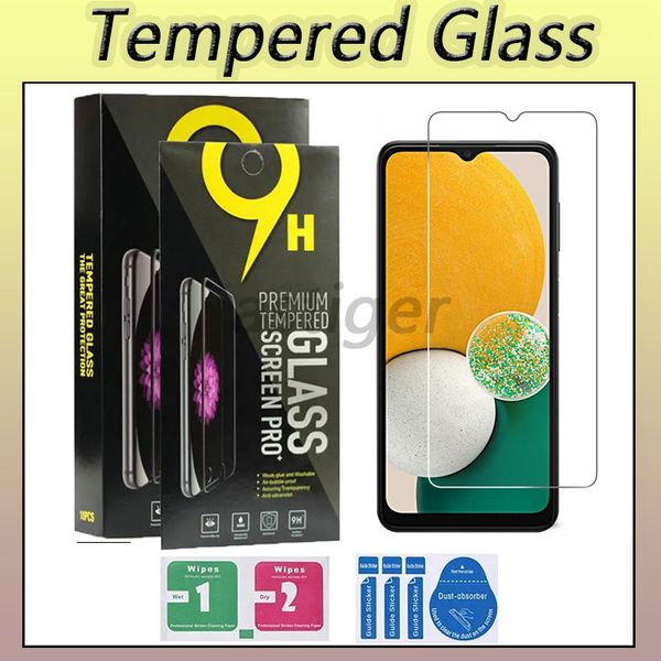 Displayschutzfolie aus gehärtetem Glas für Samsung Galaxy A03S A13 A23 A33 A53 A73 A04 Core A14 A24 A34 A54 5G A12 A51 A71 Schutzfolie 9H 0,33 mm 2,5D mit Einzelhandelsverpackung