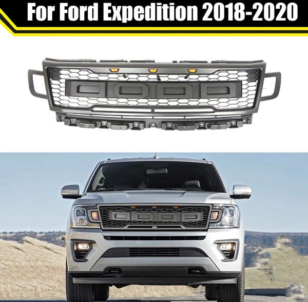 Grills de carro venda churrasqueira de capuz frontal para Ford Expedition 2018 2019 2020 Radiator Grille Auto Parts Grills ABS com luzes LED