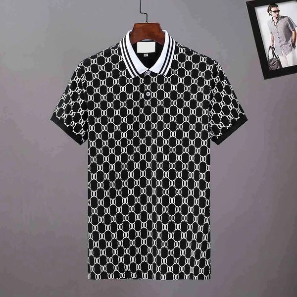 2023SG Plus 3XL Taglia Multi Ricami Polo Uomo strisce Lettere Fashion Design Maniche a costine Orlo diviso Polo elasticizzati Top Coppie vestito