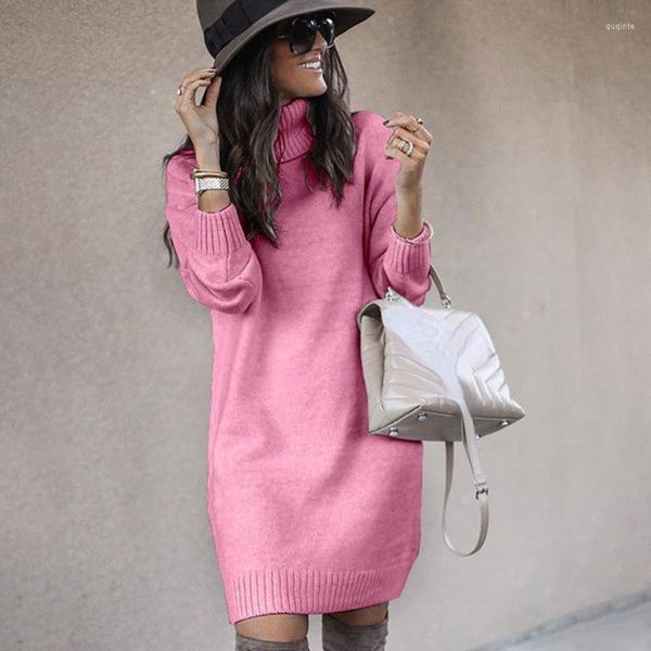 Maglioni da donna Ragazze Oversize lavorato a maglia lunga Xxxl Dolcevita da donna Top Pullover Streetwear Abito maglione Manica Abiti rosa