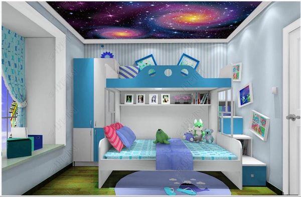Sfondi Carta da parati personalizzata per soffitti 3d Zenith Murales Carta da parati murale per soggiorno con cielo stellato e universo fantasy colorato