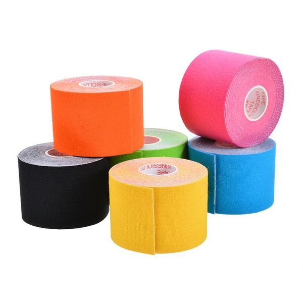 Joelheiras cotovelas 6pcs 5m Cinesiology Tapes Athletic Sport Recovery Tape Strapping Gym Fitness Tennis Running Muscle Protector Bandage