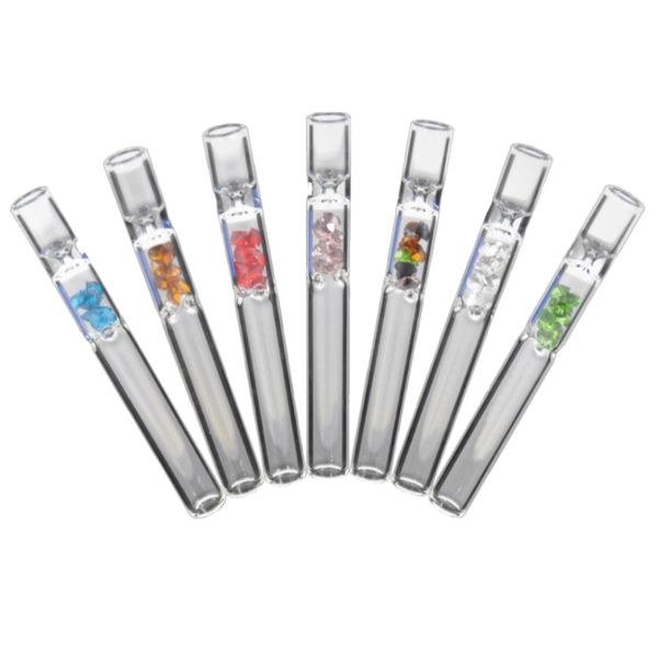 Pipa da fumo in vetro One Hitter Dry Herb Wax Tabacco da pipa portatile con piccoli pezzi di diamante che filtrano dispositivo per fumatori economico