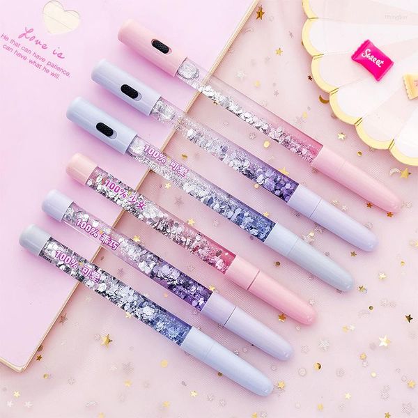 1pc 0,5 mm de fada stick criativo Creative Rainbow Color Ballpond Pen Drift Sand Glitter Crystal Ball para Girl Gift Stationery