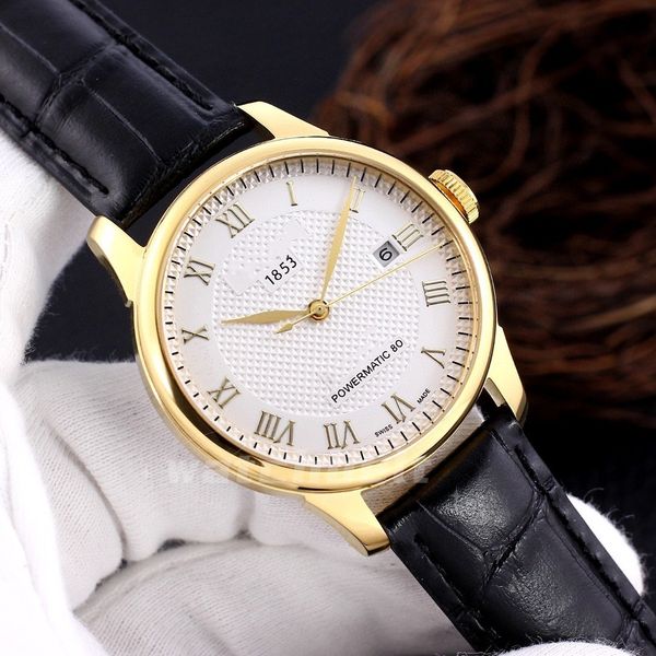 Mens Watch Designer Watch Otomatik Mekanik Saatler Dijital Tarih İzle İnce Çelik Saat Kılıfı Safir Kristal Cam Masa Aynası İzle Klasik Üç İğne Adamı