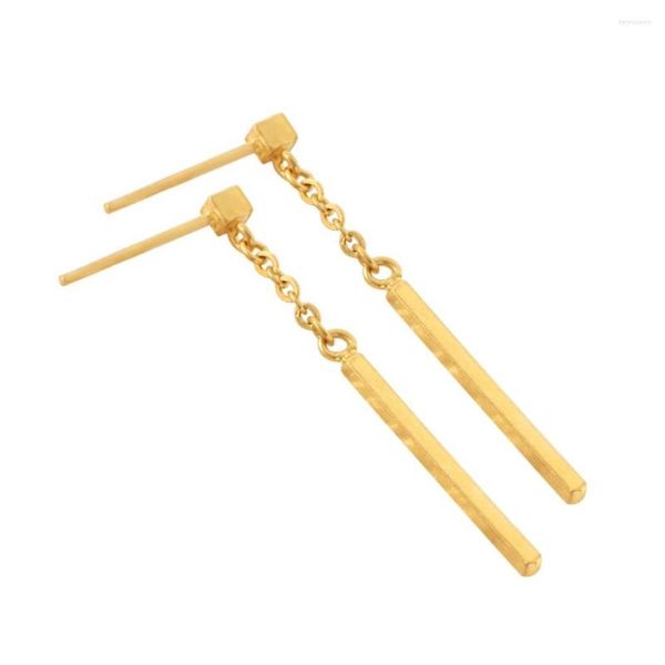 Orecchini pendenti Real 999 24k Yellow Gold Woman Lucky Stick 2.4-2.7g