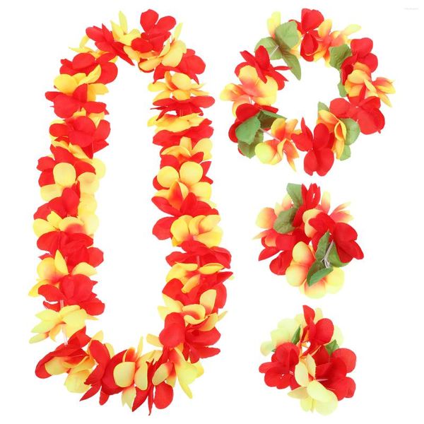 Dekorative Blumen Hawaiian Lei Mädchen Halskette Party Geschenk Luau Dekorationen Kunststoffrohr Armbänder Damen