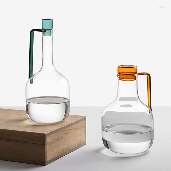 Wasserflaschen Nordic Farbiges hitzebeständiges Glas Cool Kettle Home Flasche Original Light Luxus Milch Saft Krug und Kaffeetasse Set