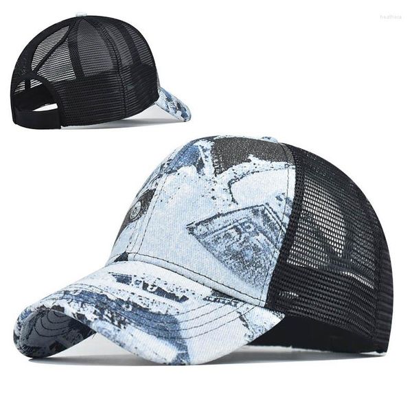 Berretti da baseball Cappello estivo Ragazza Protezione solare Coda di cavallo Berretto a rete scavato Tie-dyed Craft Sport all'aria aperta Baseball casual