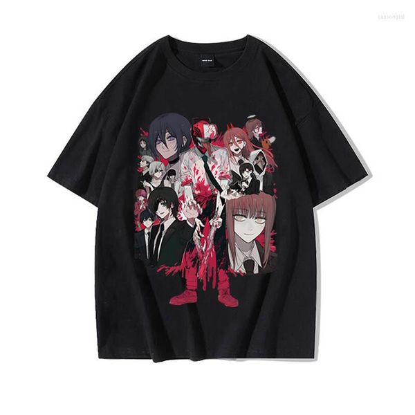 Magliette da uomo Chainsaw Man Anime Uomo Maglietta allentata Harajuku Cotton Makima Power Graphic Camicia vintage Y2k Top Tees Abbigliamento donna