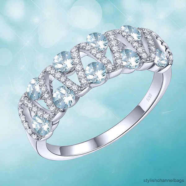 Band Rings Jewelry for Women Anel Aquamarino Ringos de Cristal para mulheres Anel de noivado de casamento Jóias de presente