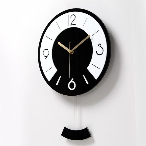 Настенные часы простые свинг -часы черные белые clcok Современный дизайн