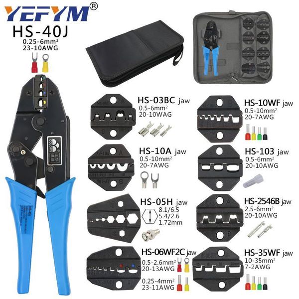 Alicate de crimpagem Tang Ferramentas de braçadeira Cap/Kit de terminais de cabo coaxial 230mm HS40J Multi funcional YEFYM Aço carbono multifuncional