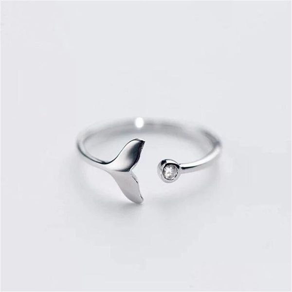 Кольца Band Rings Новое прибытие открывающее кольцо личность Beautif Sier Jewelry Fishtail Fish Wave Crystal Drop Delive Dhgarden DH26O