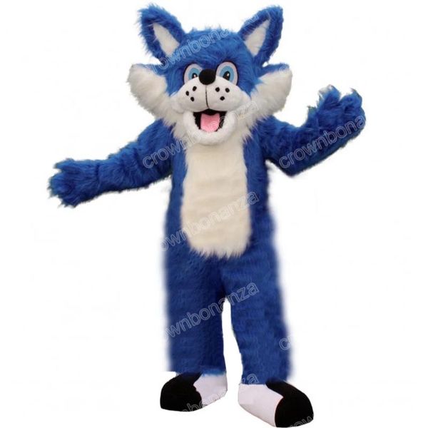 Simulazione Blue Husky Wolf Mascot Costumes Alta qualità Cartoon Carnival Unisex Adults Outfit Birthday Party Halloween Christmas Outdoor Outfit Suit