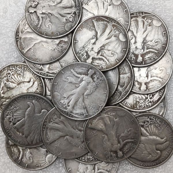 (1916-1947) P/D/S 63 Stück Walking Liberty Half Dollar versilberte Münzen Kopie