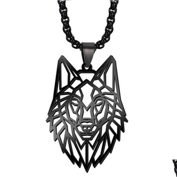 Colares pendentes de aço inoxidável colar de lobo oco de lobo punk charme torque presente especial presente para homem jóia moda grow dell dhkhf