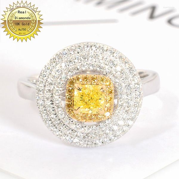 Anelli a grappolo Collana in oro bianco 18 carati con diamanti naturali Tutti usano 0,65 D-M003