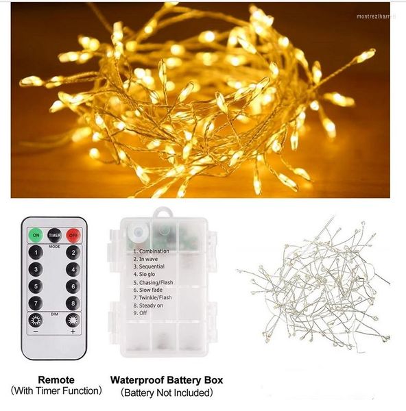 Stringhe 100/200 LED Petardo Cluster Fata String Lights Alimentato tramite USB 8 modalità Holiday Firework Ghirlanda per la festa di nozze di Natale