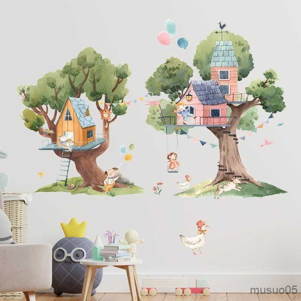 Детские игрушечные наклейки нарисовали мультипликационные животные детские деревья дома обои гостиная спальня крыльца дома украшения наклейки на стены