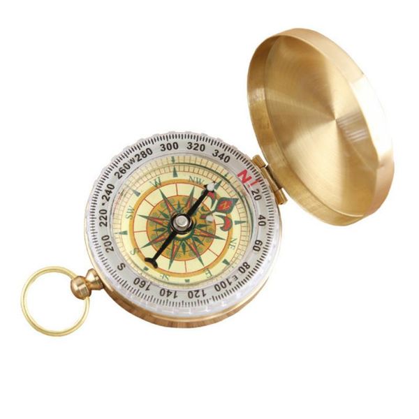 Gadgets ao ar livre Flip Flip Compass multifuncional Metal Luminous Pocket Watch Style Brass